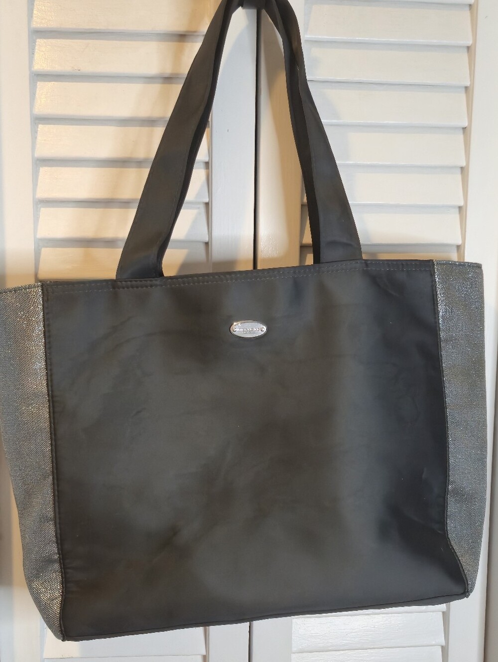 Coach Fragrance Metallic Silver Black Tote GWP Lightweight Travel Beach Purse